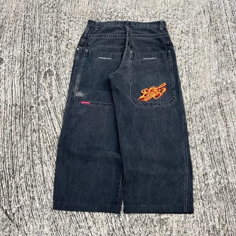 Jnco กางเกงยีนส์ทรงแบ็กกี้ Y2K สไตล์ฮาราจูกุวินเทจปักด้วยผ้าคุณภาพสูงกางเกงยีนส์ขาบานลำลองสำหรับผู้ชายผู้หญิง