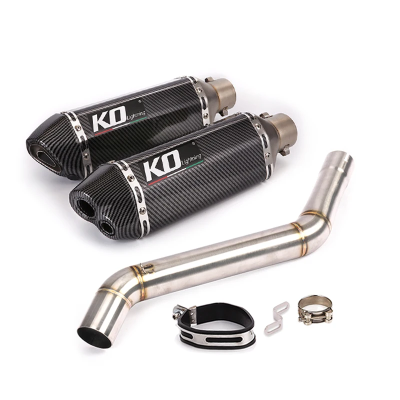 For CFMOTO 400NK 650NK All Year 51mm Motorcycle Exhaust Muffler Tube Slip On Middle Link Pipe With DB Killer Stainless Steel