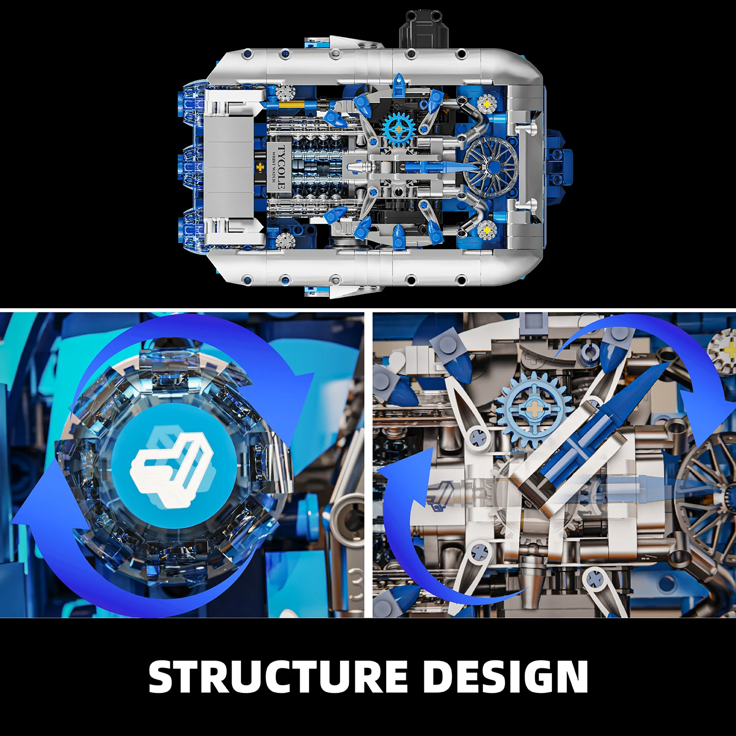 1006 sztuk modne zegarki klocki techniczne mechaniczne cegły montaż zabawki modele z dekoracją LED prezenty
