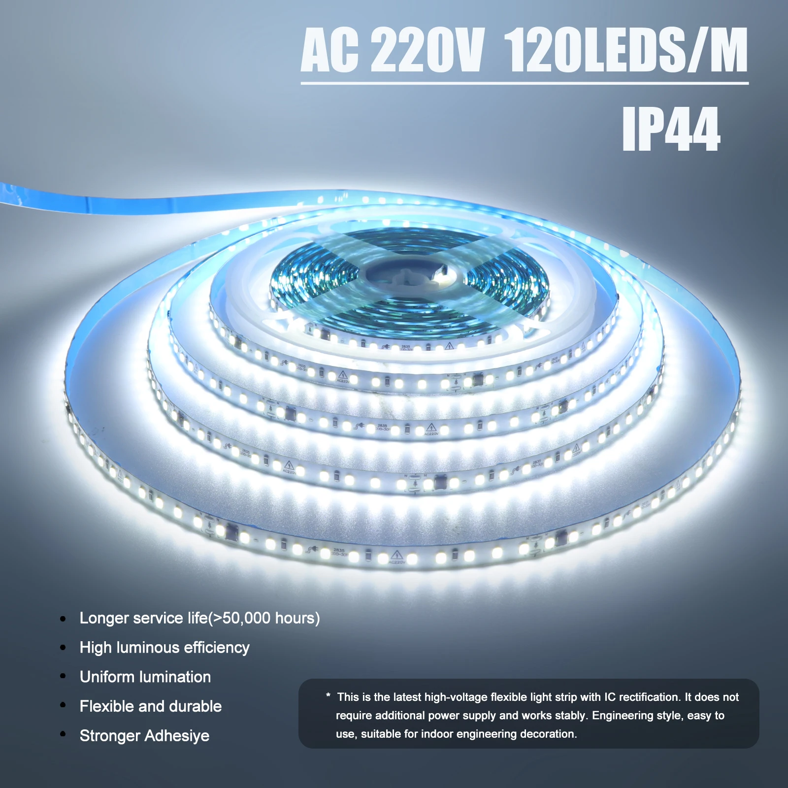 10M 20M 50M/Roll AC 220V 240V LED Strip GEEN Driver nodig IP44 3000K 4000K 6000K 2835 120Leds/M Flexibele Lint Touw Tape Licht