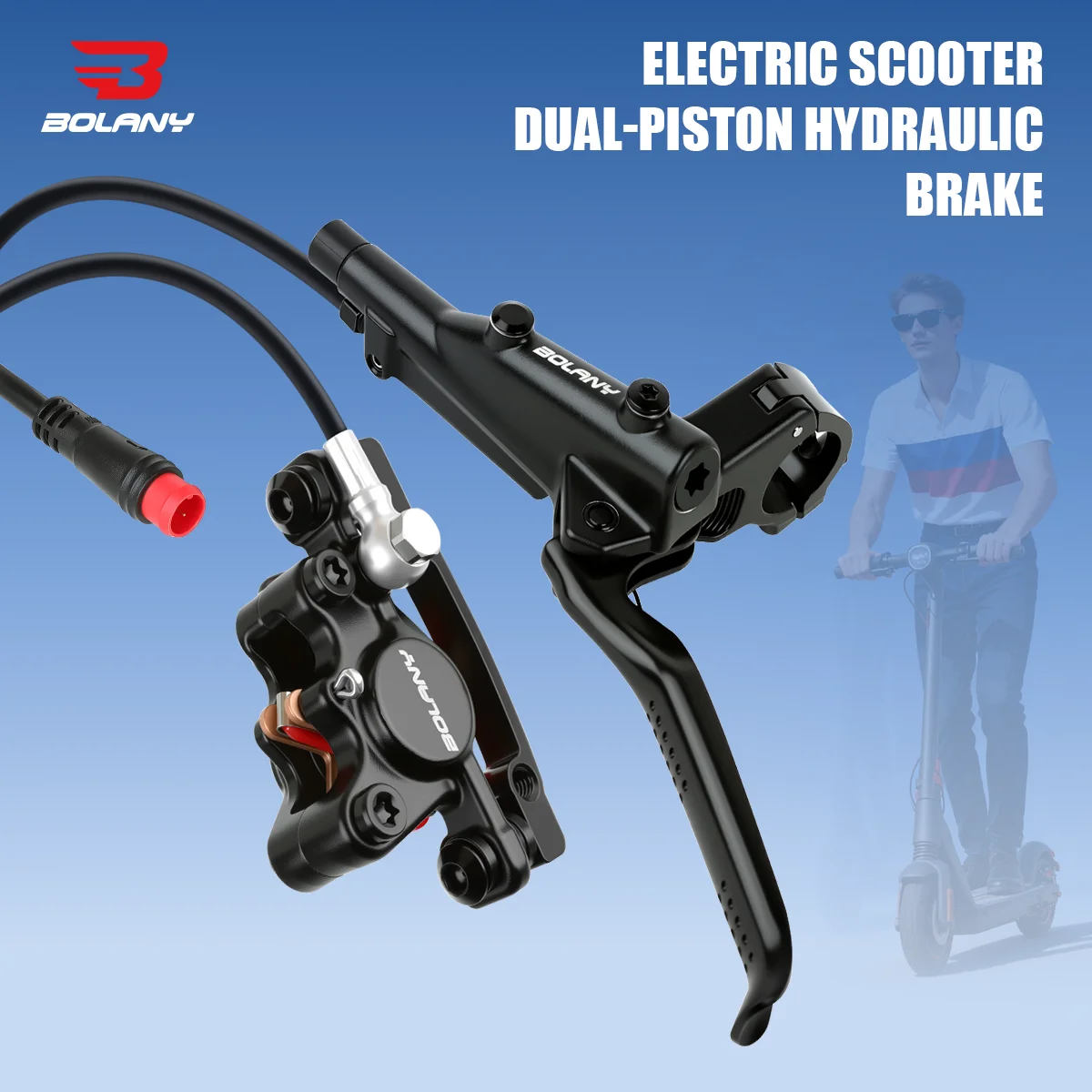 

BOLANY Bike Dual-Piston Hydraulic Braking System Braking Force 650N Aluminum Alloy Disc One-piece Caliper Power-off Function