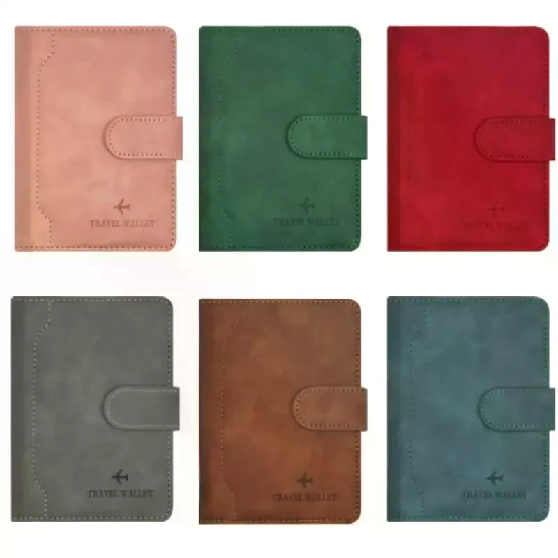 Leather Passport Holder Covers Case Waterproof Travel Credit Card Wallet Cute Passport Book For Women/Men Buckle Passport Cover view 4