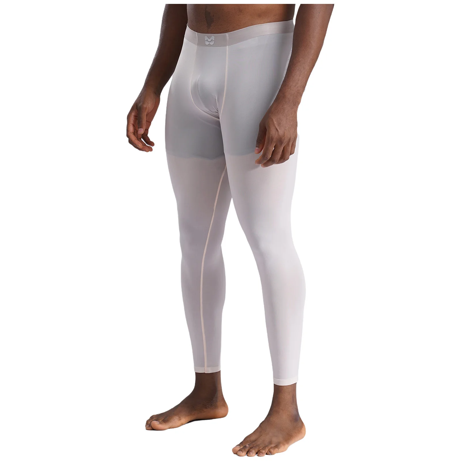 Men Silky Compression Trousers Tight Leggings for Gym Sports Yoga Fitness Elastic High Waist Seamless Pants Underwear Sportswear