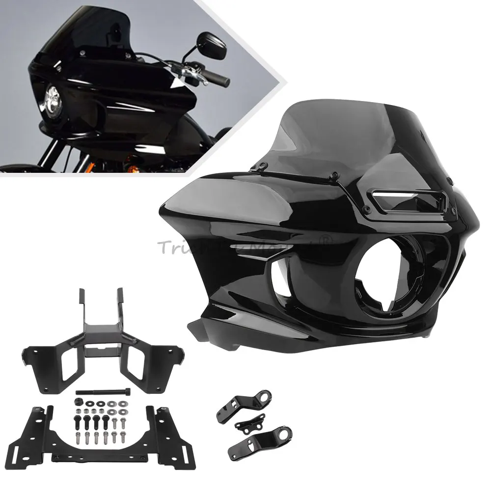 

Abs Plastic Fairing Brackets Windshield Fits For Harley Softail Fxlrst Fxrst 2022-2024 Gloss Black Fairing Dark Smoke Windshield