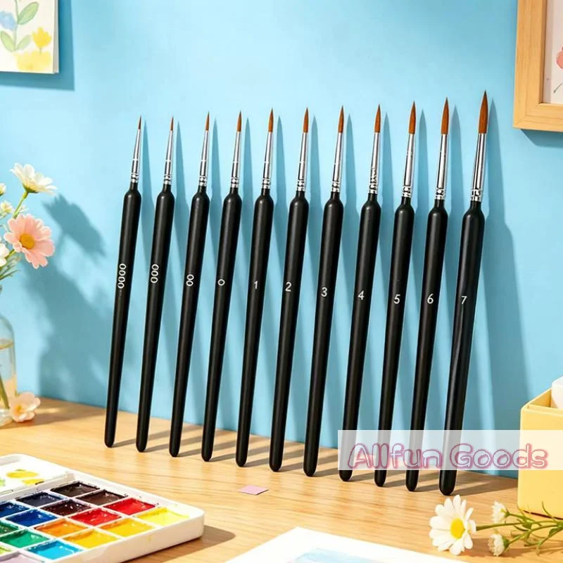 [TG835]11Pcs Fine Tip Liner Paint Brush Set Non Slip Comfort Grip Assorted Sizes For Watercolor Acrylic Painting Nail Art