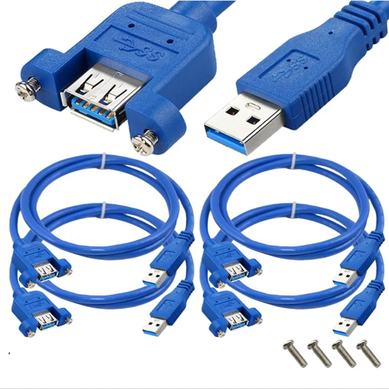 For Computers, Mobile Phones, Printers USB 3.0 SuperSpeed Male to Female Extension Panel Mount Cable with Screws