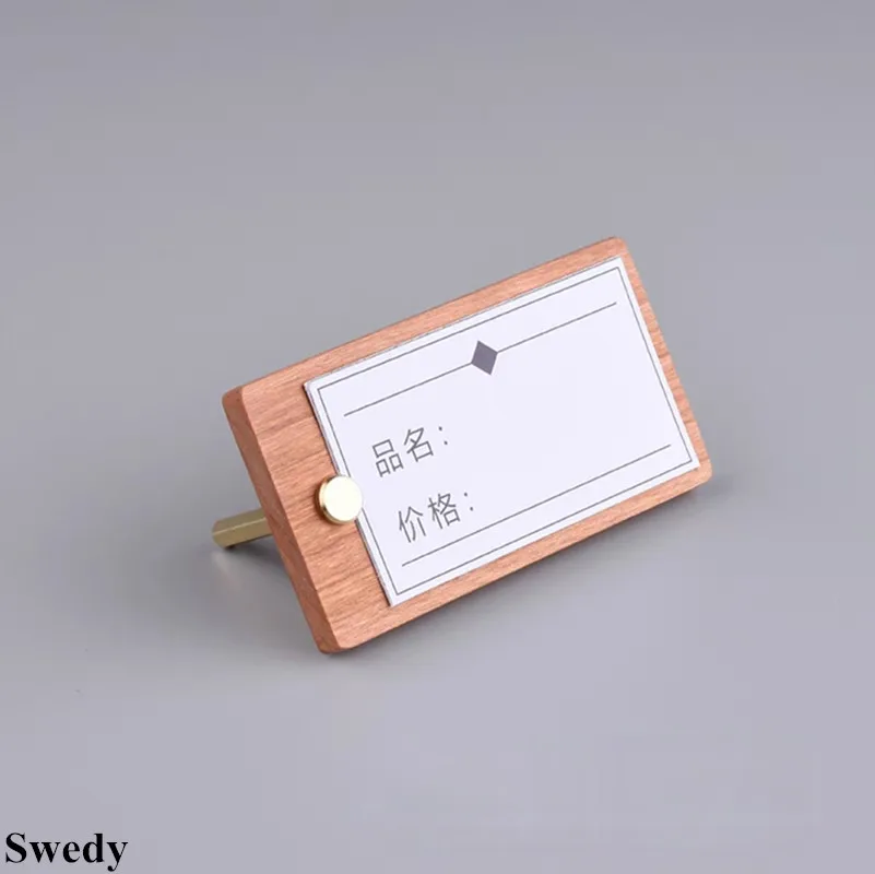 5 Pieces 60x30mm Mini Wood Price Label Card Tags Small Table Number Name Place Sign Holder Display Stand