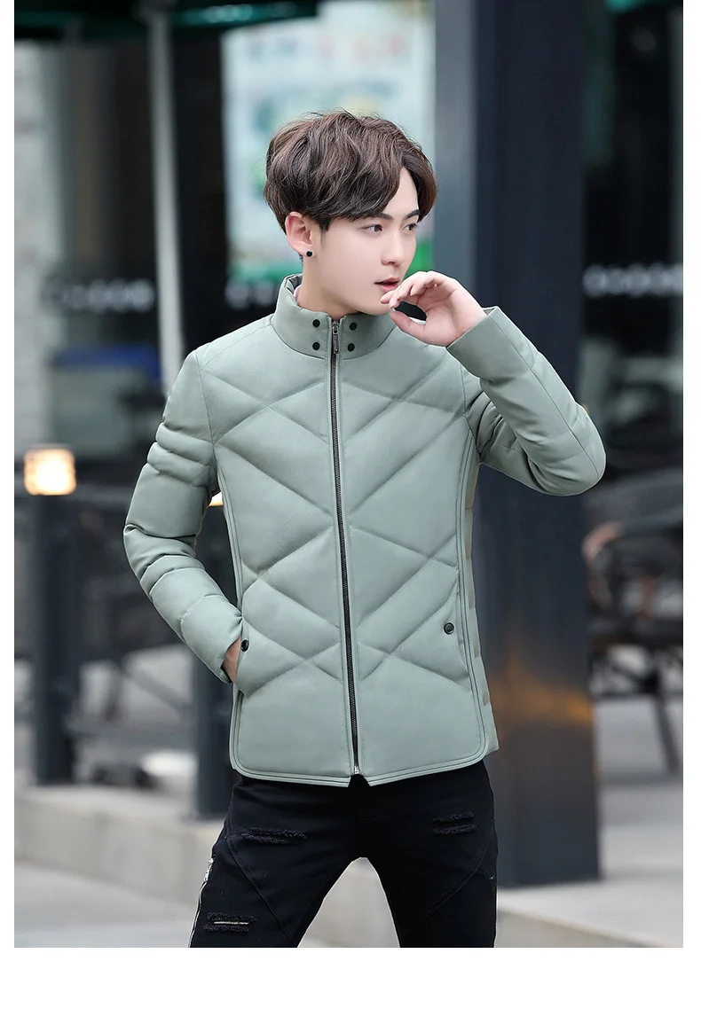 Autumn Winter Jacket Men Thicken Warm Cotton-padded Mens Jackets Slim Fit Stand Collar Youth Winter Jackets and Coats For Me