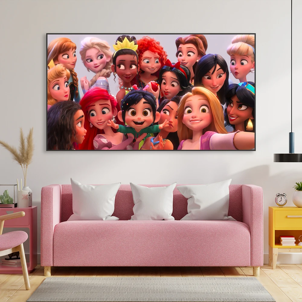 

Disney Classic Movie Poster Ralph Breaks the Internet Movie Prints Cartoon Princess Movie Canvas Painting Home Bedroom Decor