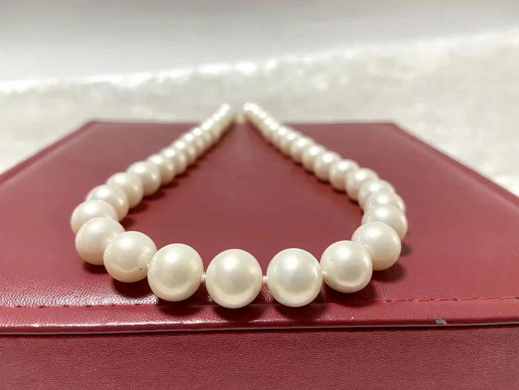 

11-12mm Pearls Necklace for Women Fine Luster Round Pearls 925 Sterling Silver Less Flaw Jewelry Wedding Party Gift 8228AAA