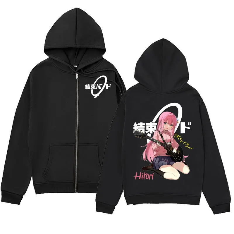 

Anime Bocchi The Rock Gotoh Hitori Graphic Zipper Hoodie Fashion Cartoon Zip Up Sweatshirt Men's Women's Casual Fleece Pullovers