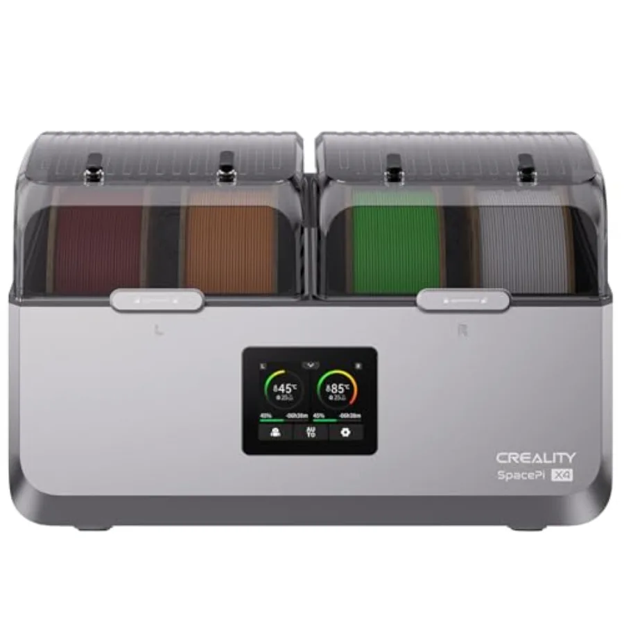 

Сушилка для филамента Creality Space PI X4, 4 катушки, 200 Вт PTC, дегидратор для 3D-принтеров, 360° равномерная сушка, до 85 катушек, двухкамерная