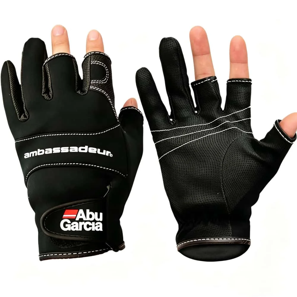 Abu Garcia Angelhandschuhe, schnell trocknend, atmungsaktiv, rutschfest, wasserdicht, mit Klettverschluss, verstellbar, für den Außenbereich, Salzwasser-Angelschutzhandschuhe – Detail 3