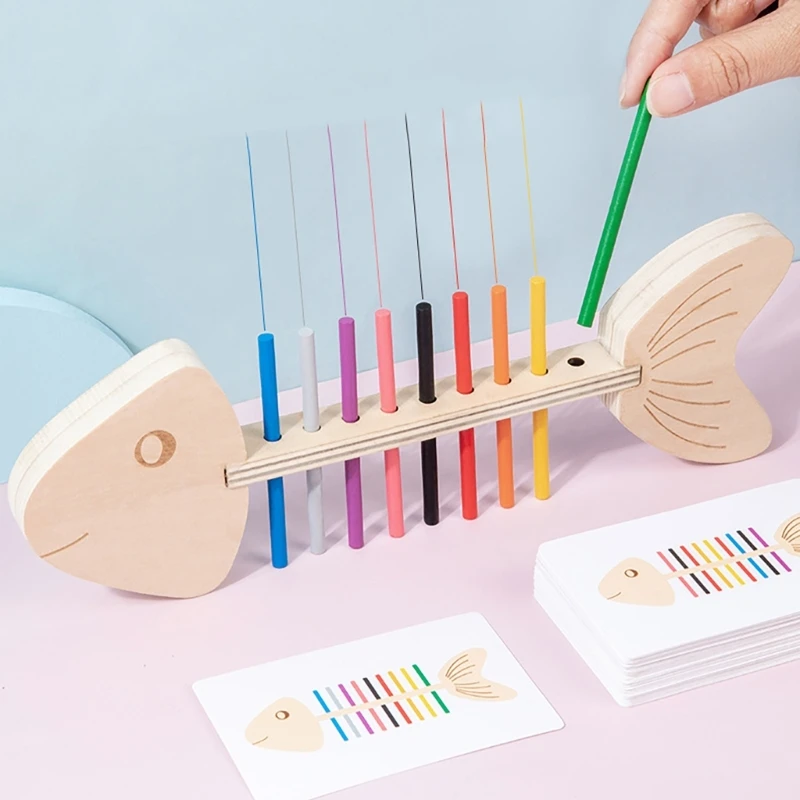 Giocattolo educativo puzzle con lisca pesce per l'addestramento delle abilità manuali cognizione del colore del bambino