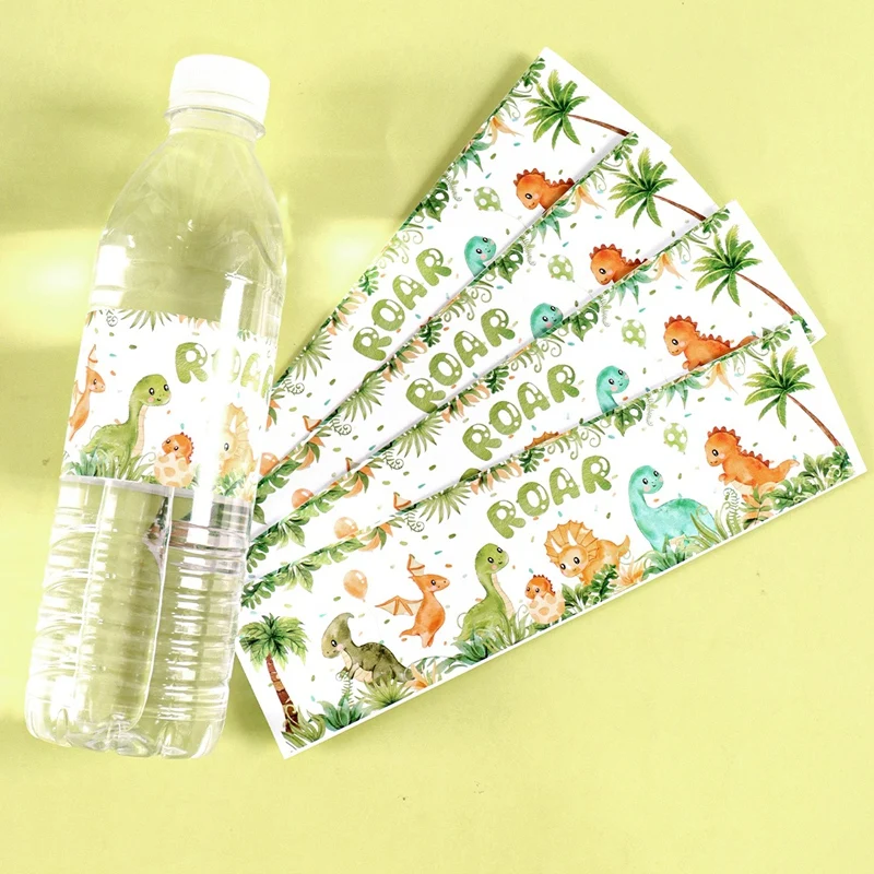 10Pcs Dinosaur Party Water Bottle Stickers Paper Label For Jungle Dinosaur Birthday Party Decoration - view 2