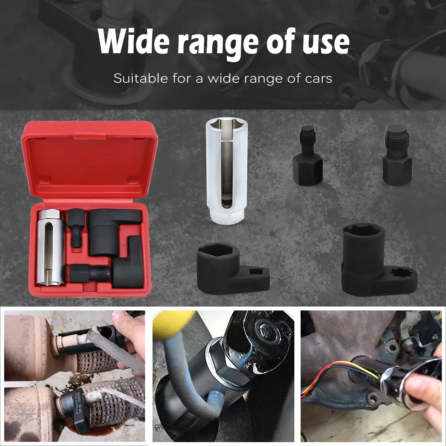 

5pcs/set Oxygen Sensor Wrench Kit for Automotive O2 Socket Removal Install Offset Vacuum Sensor Socket Thread Chaser Hand Tool