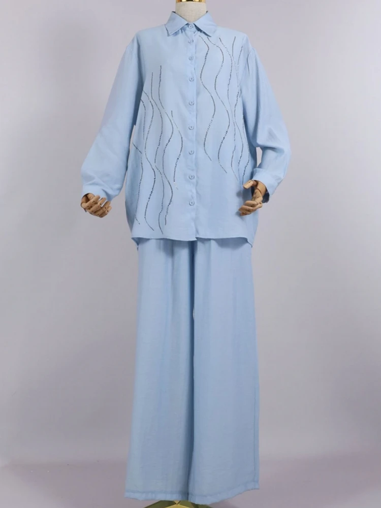 

Женский комплект из 2 предметов, осенне-зимняя рубашка с длинными рукавами, блузка, топ и брюки, костюмы, модные офисные женские одинаковые комплекты, наряд