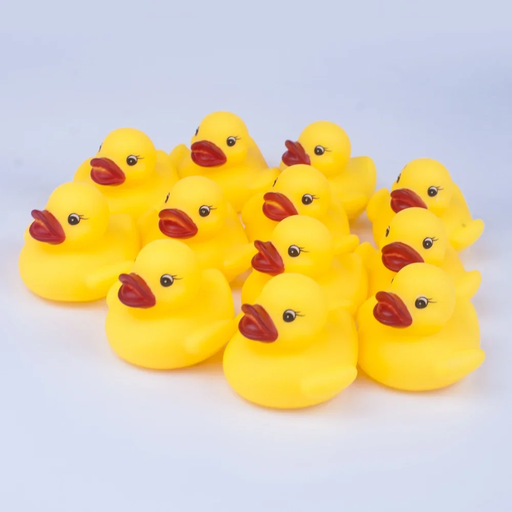 60-120pcs Baby Bath Water Toys Ducks Shower Games Swimming Pool Float Squeaky Sound Rubber Ducks Toys for Children Gifts