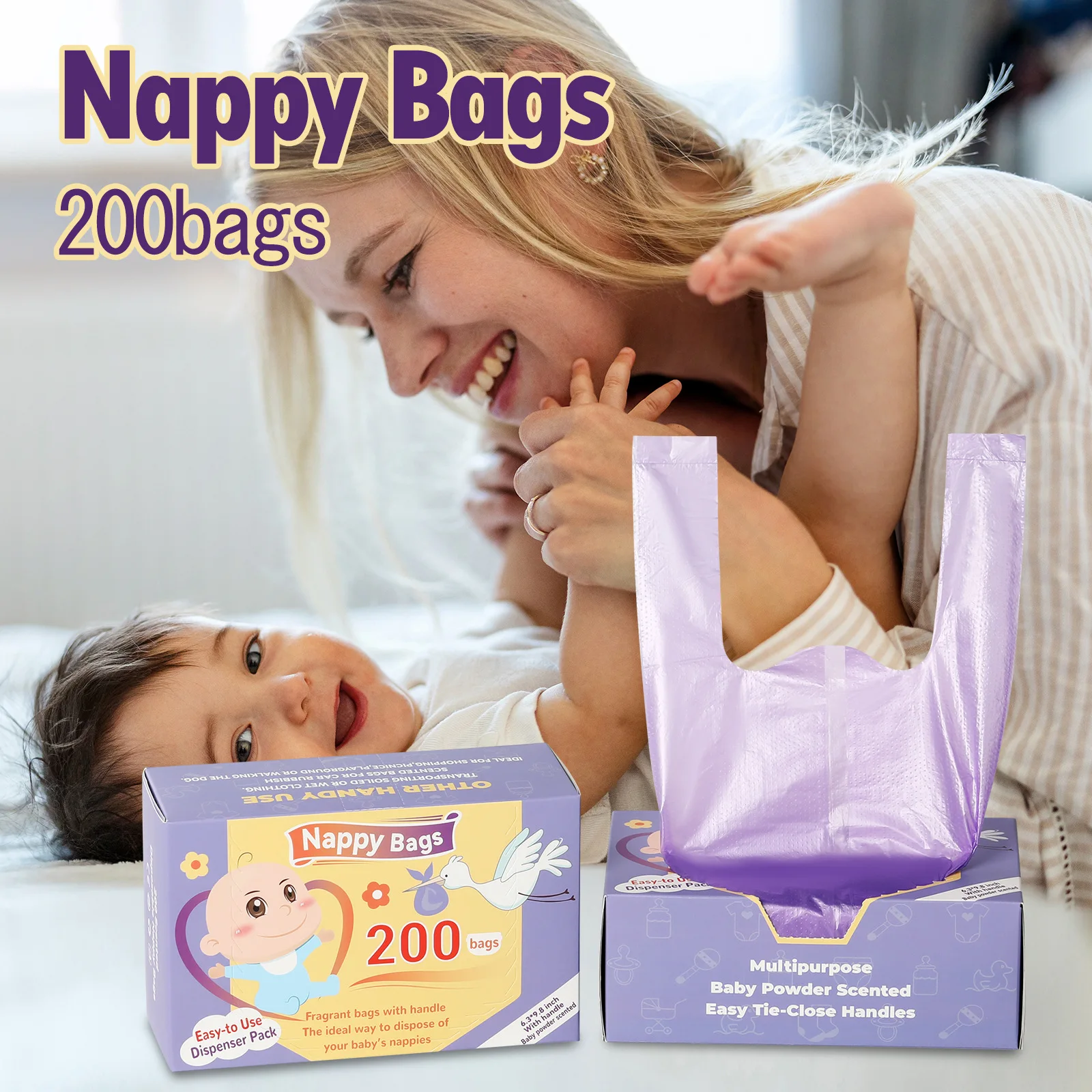 Portable Garbage Bag Disposable Nappy Bags Scented Hygiene Bags For Diaper Disposal Or Feminine Products Or Pet Waste Sacks