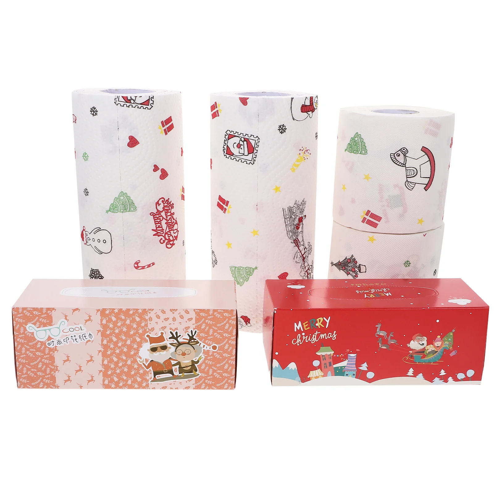 عبوات مناديل جيب ورق التواليت، مناشف يدوية لطيفة على شكل زينة عيد الميلاد، طباعة عيد الميلاد للوجه #5
