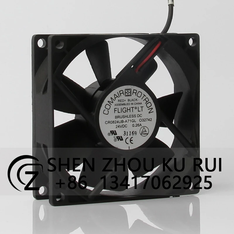 CR0824UB-A71GL Case Cooling Fan Dual Ball Bearing for COMAIR ROTRON 80X80X25MM 24V 0.26A 8025 Inverter Cooling Fan