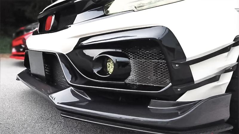لـ Civic Type R FK8 Front Under Splitter، تصميم نمط VRSAR2، الجزء الهوائي الخارجي للسيارة، ملحق التعديل