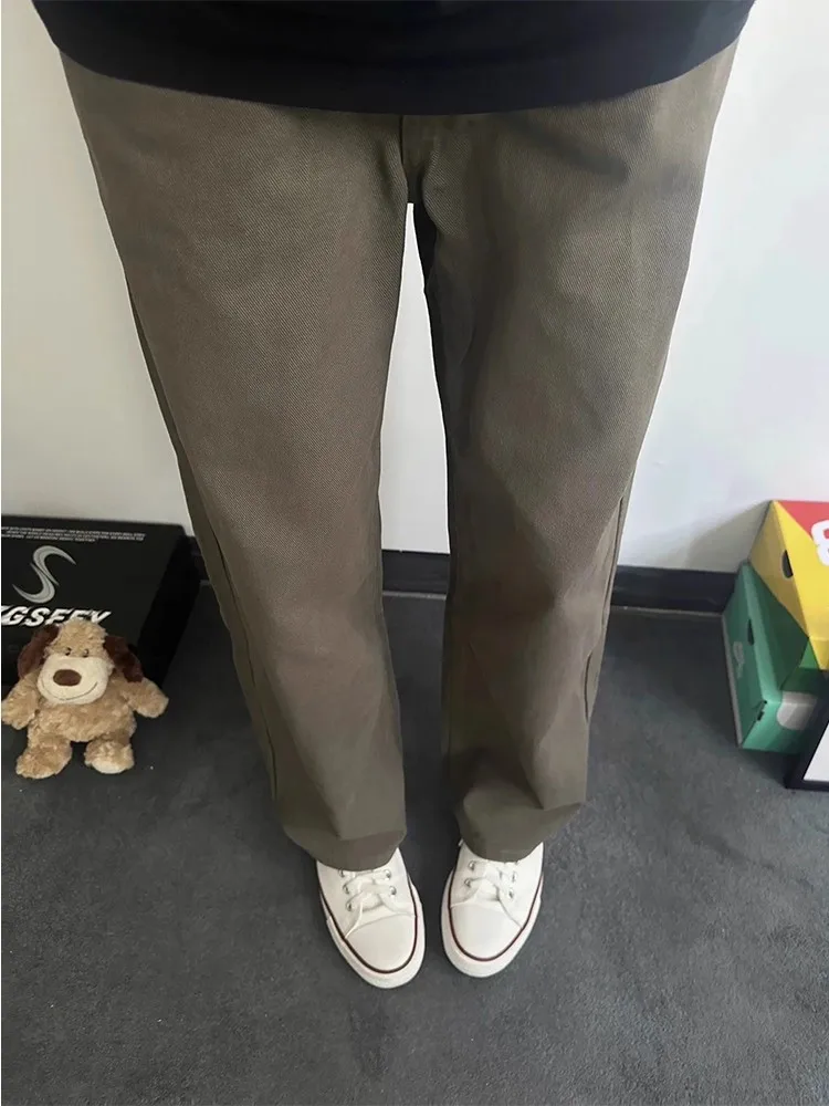

Cleanfit Brown Coffee Color Men's Jeans High Street American Style Straight Leg Slimming Micro Flare Knife Pants