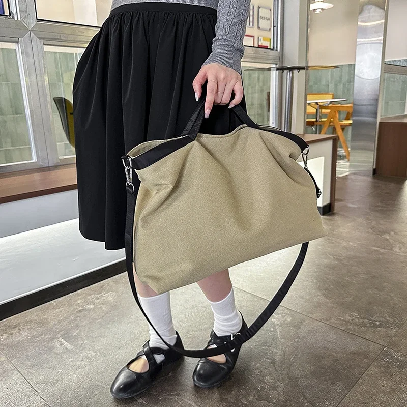 Large Capacity Canvas Crossbody Bag Women Casual Tote Handbag Removable Adjustable Strap Daily Work Travel Shopping Shoulder Bag
