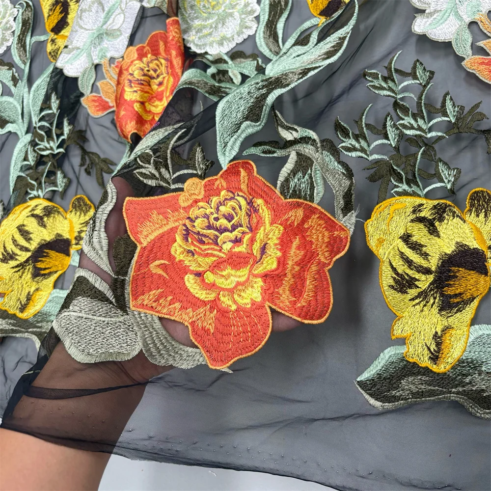 Neuer Stil Mesh-Stickerei Afrikanischer Spitzenstoff 2025 Hochwertige Spitze Wasserlösliche Modische Weiche Spitze 5 Yards – Detail 9