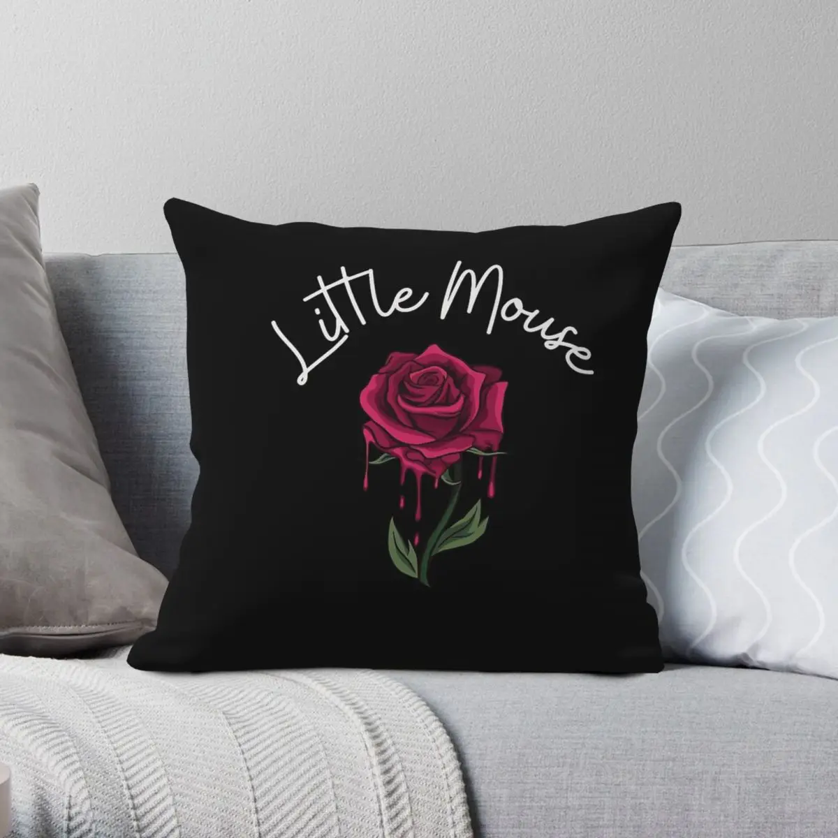 Haunting Adeline Little Mouse Square Pillowcase Polyester Linen Velvet Printed Zip Decor Car Cushion Cover