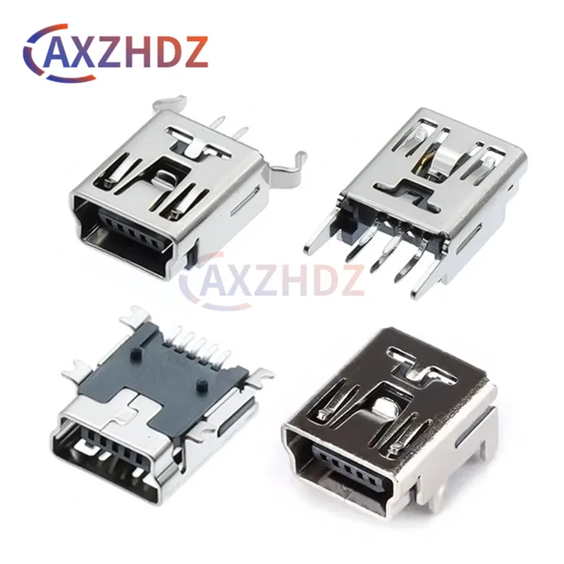 20PCS Type B 5Pin Mini USB Female Socket Right Angle Sinking plate DIP SMD 90 180 Degree Jack Connector Plug-in Data Interface