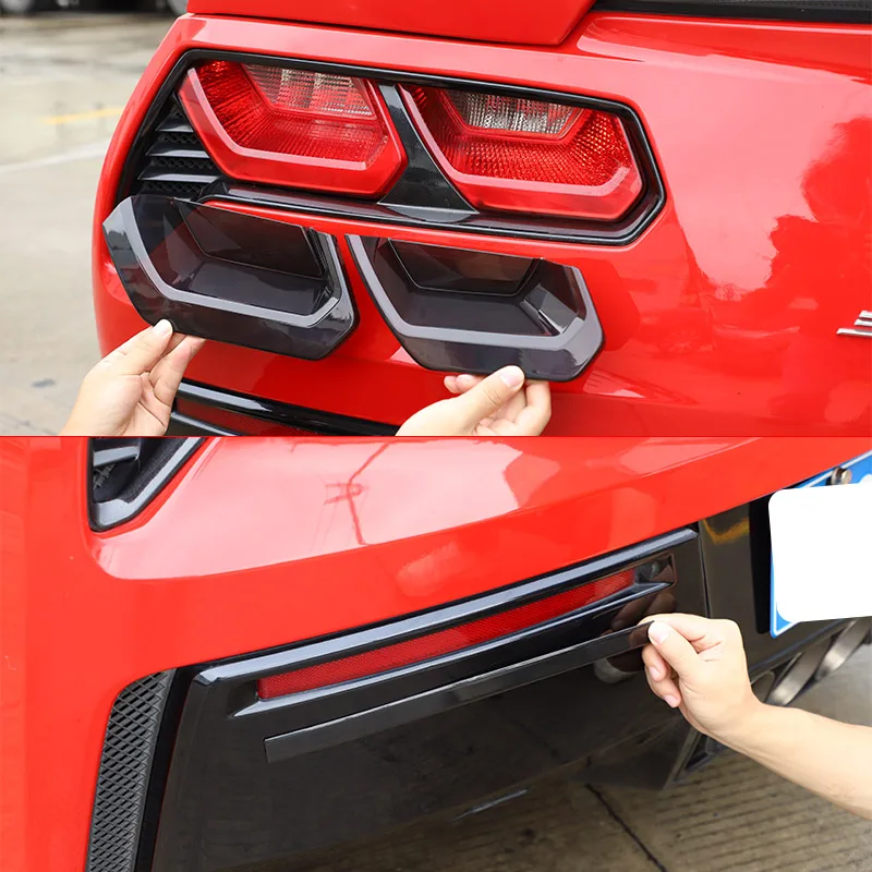 For Chevrolet Corvette C7 2014-2019 ABS Black Car Rear Tail Light Rear fog lamps Blackout Cover Trim Sticker Car Accessories