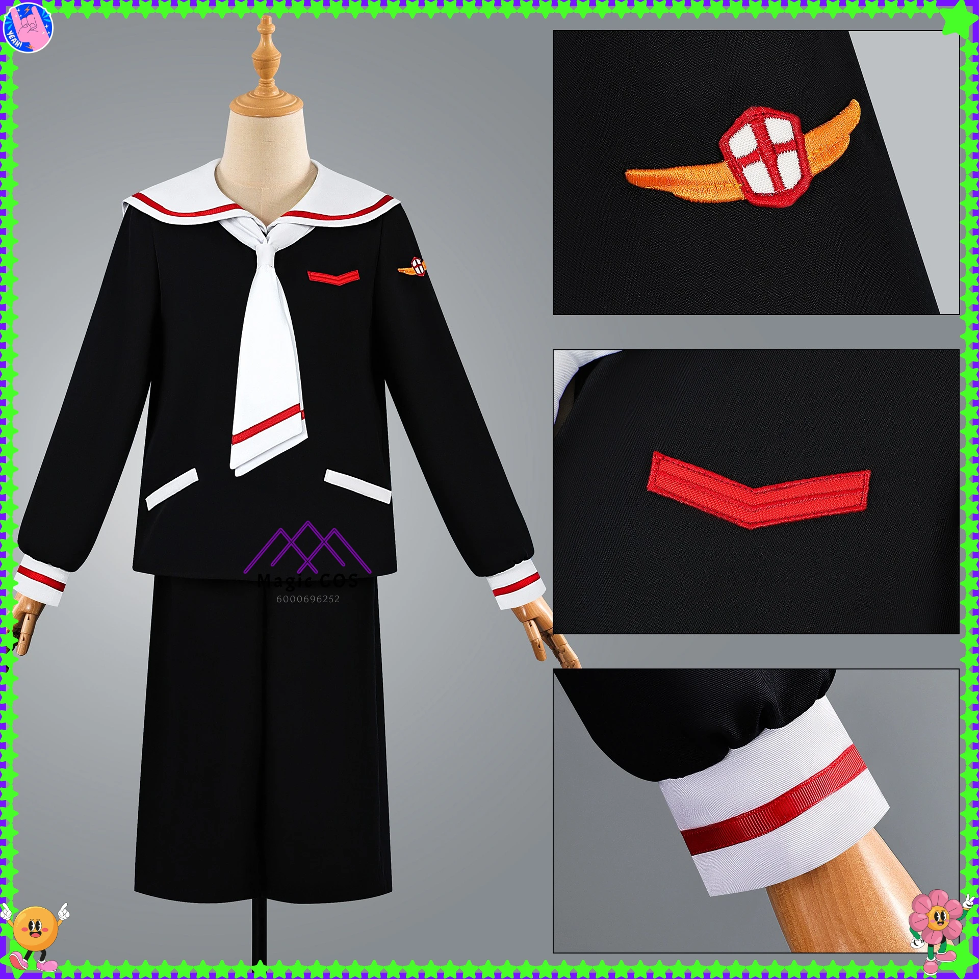 

Hot Anime Sakura Cosplay Costume Syaoran Li Role Playing Clothes School Uniform Outfit Wig Hat for Men Women Comic Con Halloween