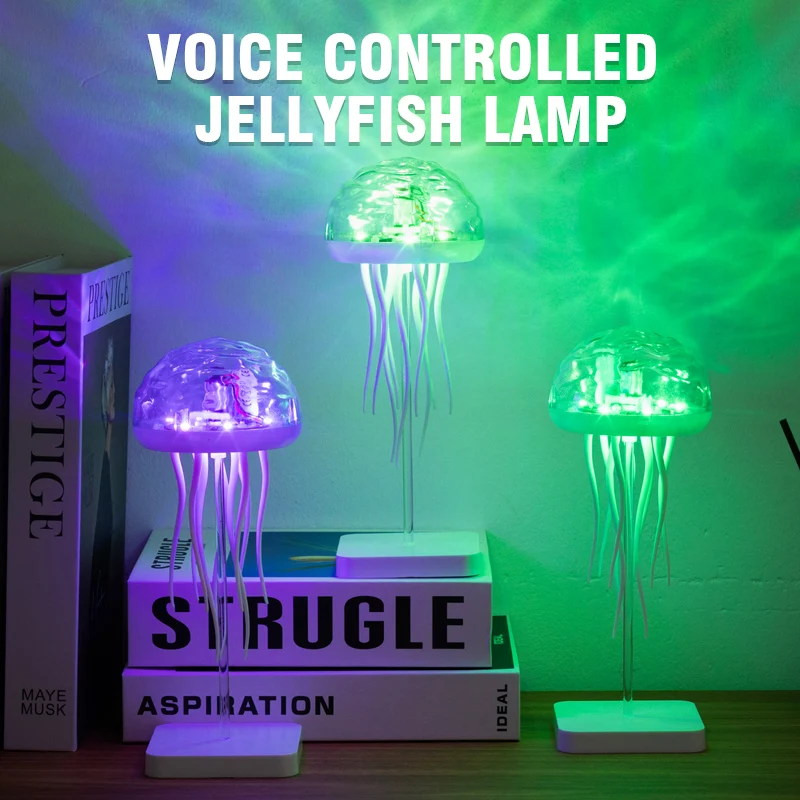 

Медуза мультфильм светодиодный ниндзя свет голосовое управление градиент милая вращающаяся медуза подвесная прикроватная лампа RGB настольные лампы декор комнаты