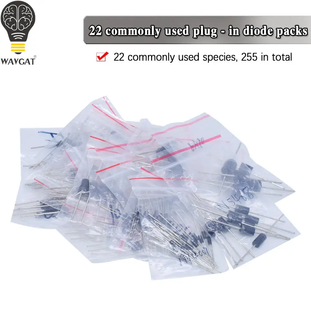 255pcs/lot Rectifier Diode set pack 1N4148 1N4007 1N5819 1N5399 1N5408 1N5822 FR107 FR207 Electronic Components diy assorted kit