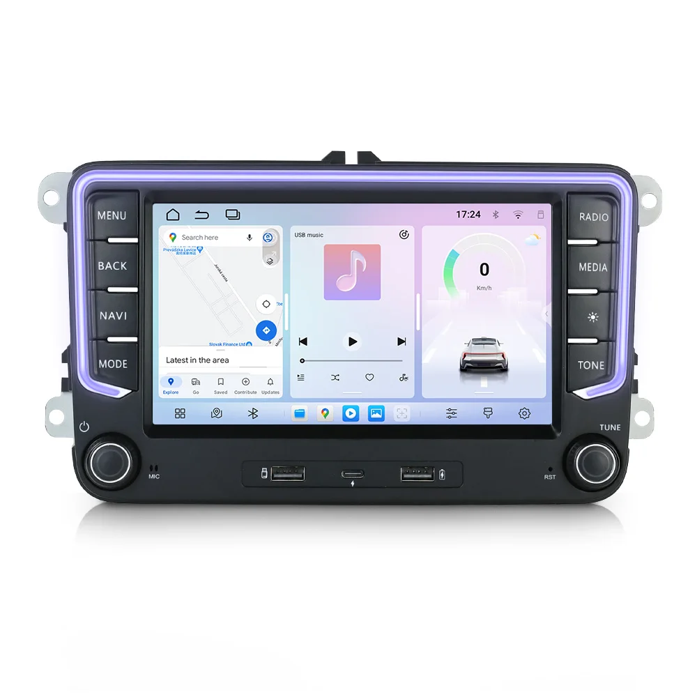 MEKEDE 7 Zoll Android 15 Autoradio 4G Carplay Für VW Passat Golf Tiguan Jetta Polo Seat Altea Leon Skoda Octavia GPS USB Typ-C – Detail 14