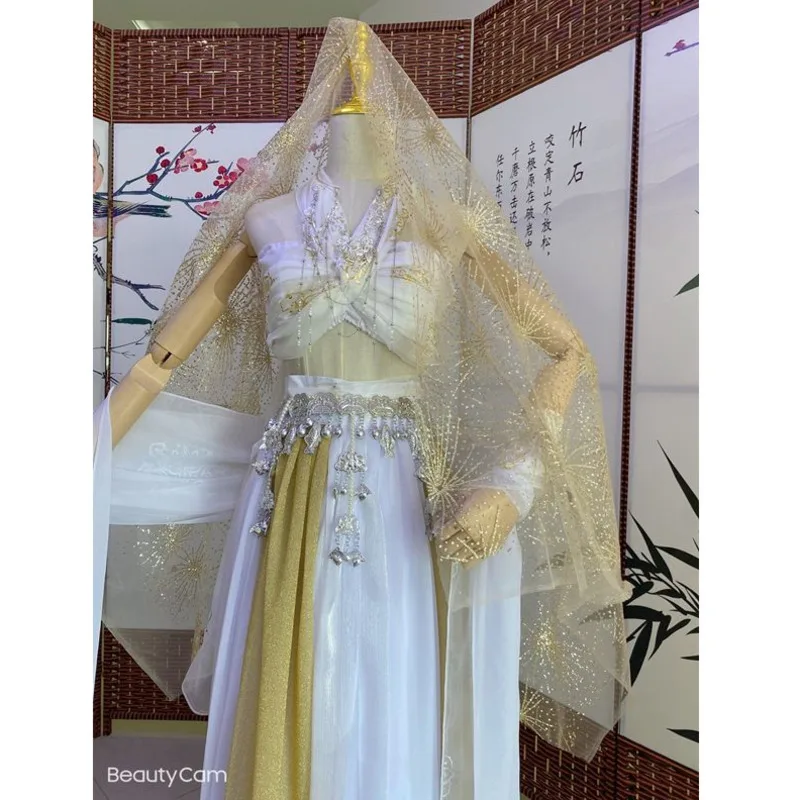 

Feitian Loulan Exotic Xie Lian TGCF White Dance Costumes Tian Guan Ci Fu Halloween Cosplay Suits Hanfu Chinese Style 2Ha