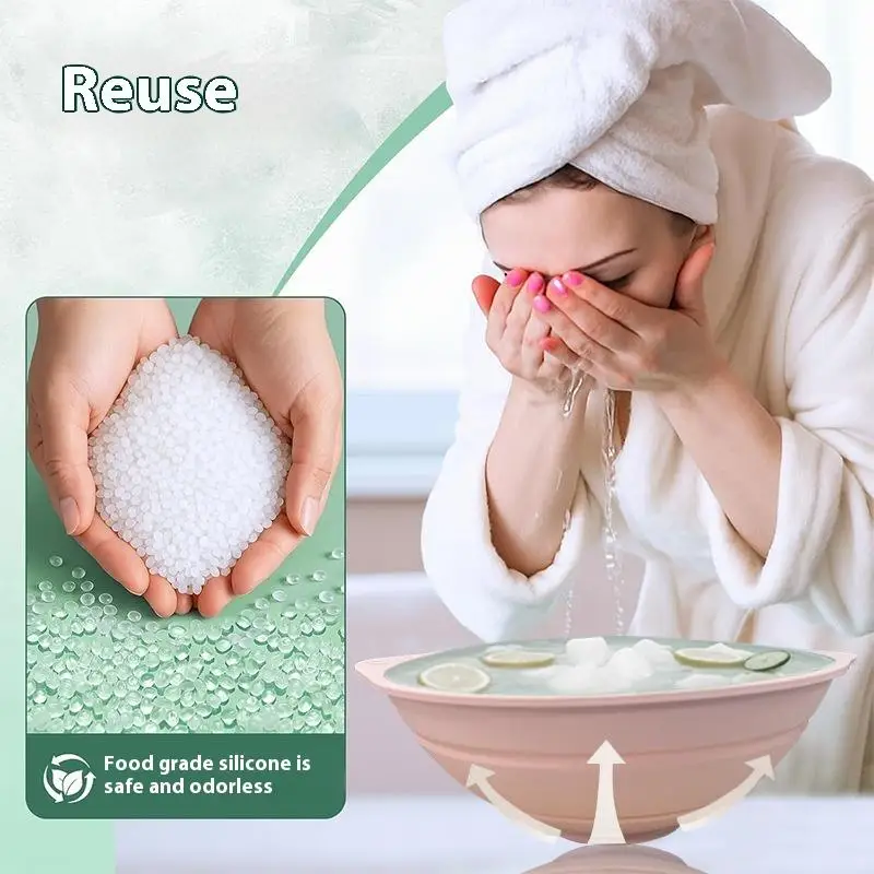 أداة العناية ببشرة الوجه للمنزل والسفر المحمولة وعاء حمام الجليد للوجه يغرق غمس الوجه للطي حوض غسيل الوجه الجليد