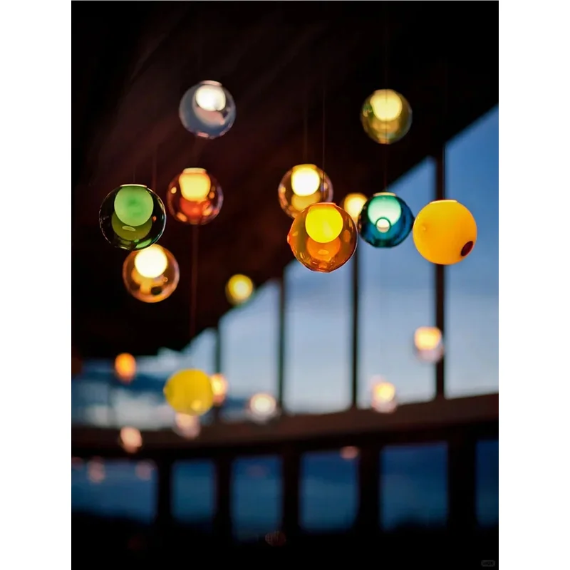 Luces colgantes de cristal esmaltado hechas a mano, 32 colores, cielo estrellado colorido, aplicaciones clásicas para el hogar, lámparas regulables, suspensión para Livin