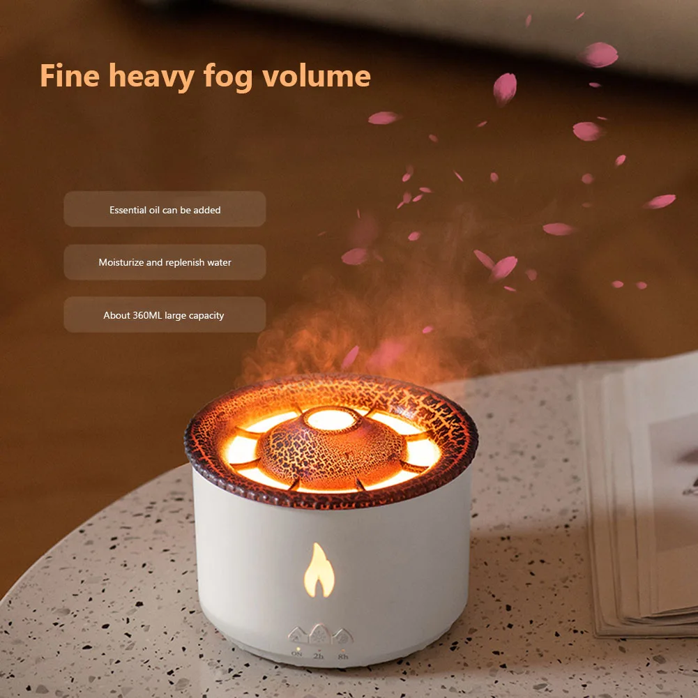 Jellyfish Flame Aromatherapy Humidifiers for Family Gifts 360ml Mood Simulation Flame Light Aromatherapy Diffuser Appliance（US）
