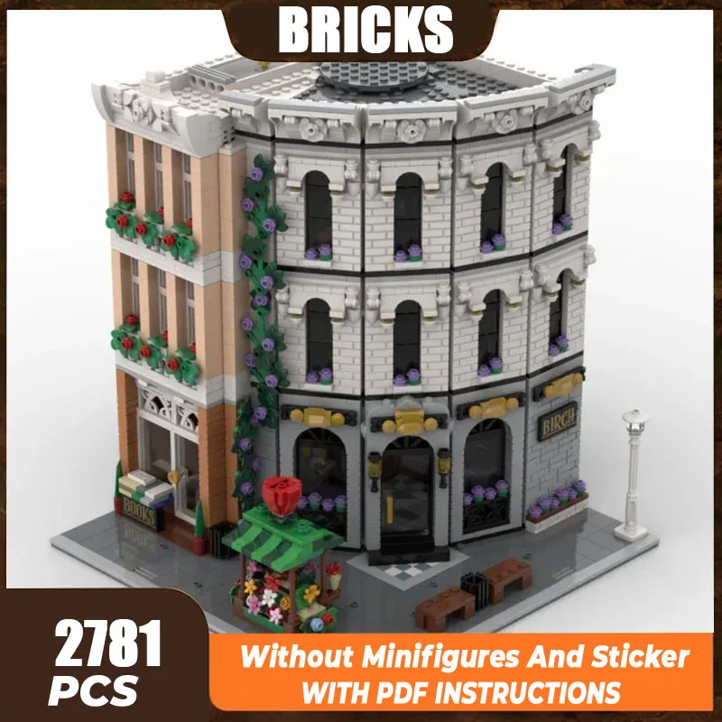 Street View Model Moc Building Bricks Curved Corner Birch Bank Technology Modular Blocks Gifts Christmas Toys DIY Sets Assembly