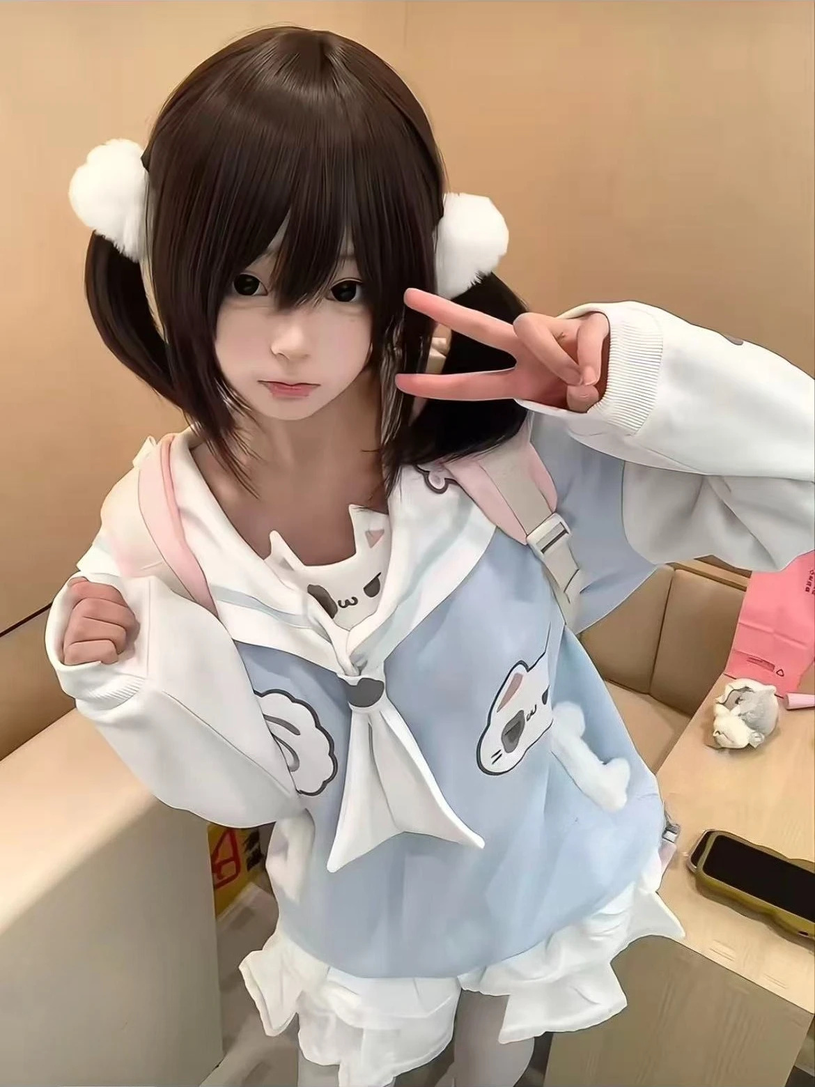 Y2K Aesthetic Kawaii Sweatshirt Women Off Shoulder Design Cute Cartoon Lace Casual Hooded 2026 New Arrival 2026 Fashion Trend view 3