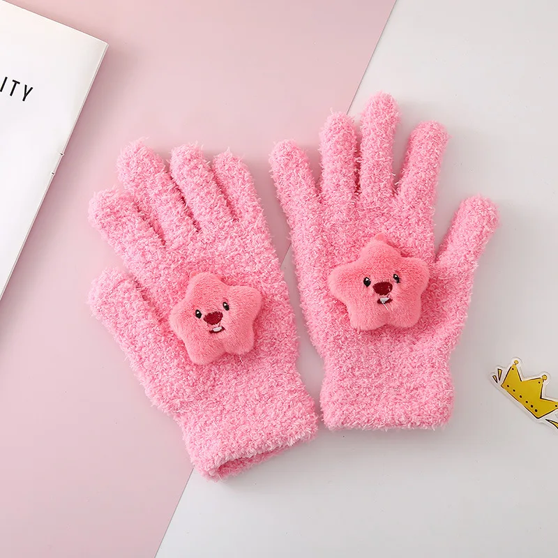 قفازات الخريف والشتاء لركوب الدراجات قفازات كرتونية جديدة لطيفة قفازات شتوية دافئة وسميكة للطلاب