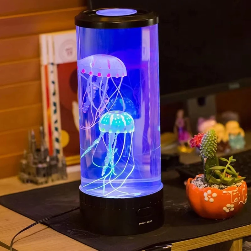 ABBN-LED Jellyfish Night Light USB Powered Colorful Lighting Modes For Home Office Desktop Decorative Gifts
