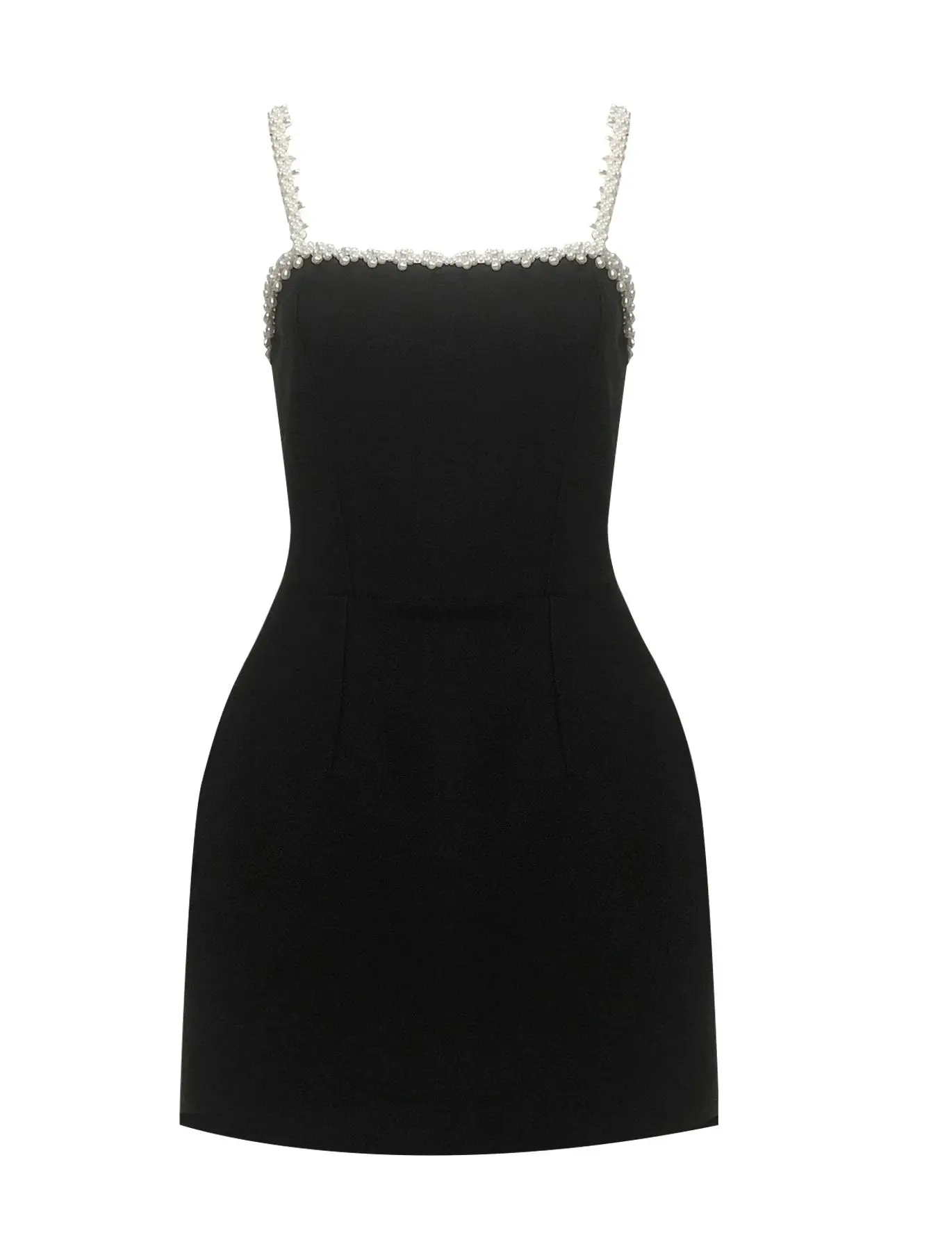 

Summer New 2025 Women Celebrity Sexy Pearl Sleeveless Mini Black A-line Bandage Dress Elegant Evening Club Party Dress