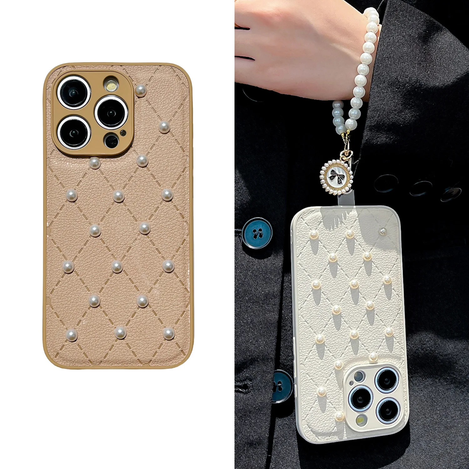 

Плед жемчуг для iPhone15promax чехол для телефона iPhone14 Жемчужный браслет iPhone12 Устойчивый к падению iPhone11