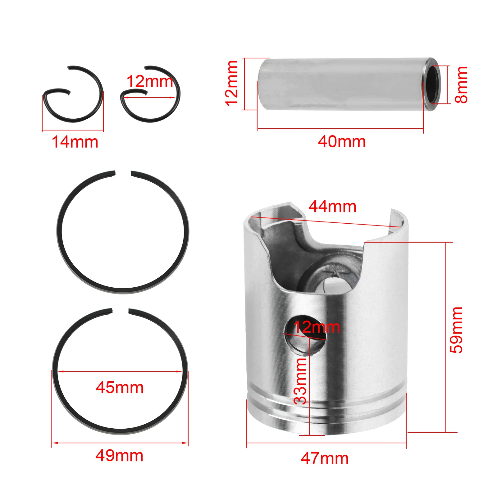 47mm Piston Pin Ring W/ Needle Bearing Kit for Yamaha PW80 PY80 PW PY 80 PEEWEE 80cc