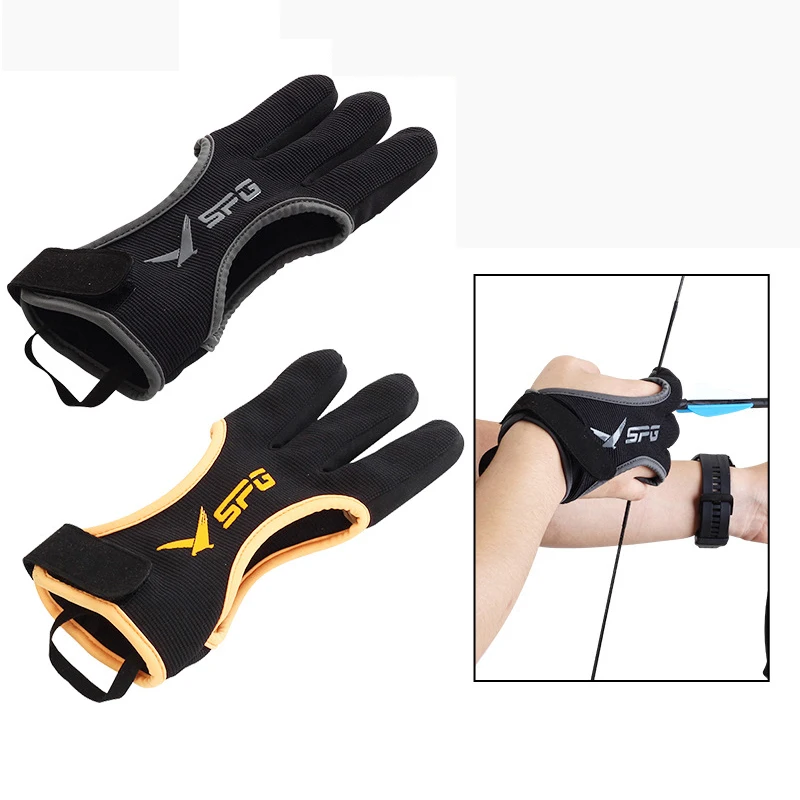 1 Pcs Archery Three-Finger Gloves Thicken Fingertips Traditional Recurve Bow String Gloves Shoot Hunting Finger Protector Guard
