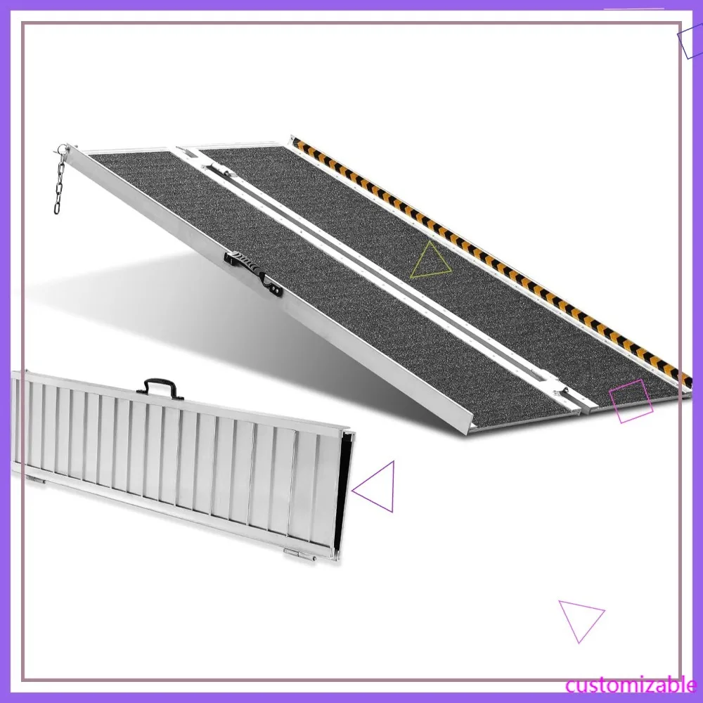 Rampa Plegable Portátil de Aluminio para Sillas de Ruedas de 4 Pies, Rampa Antideslizante para Discapacitados para el Hogar, Automóviles, Scooters y Escaleras