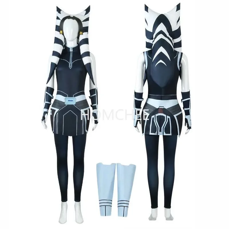 Laku Ahsoka Tano fantasia cosplay para adulto, Halloween Anakin, conjunto completo, inclui chapéu, roupas Comic Con